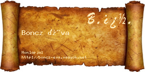 Boncz Éva névjegykártya